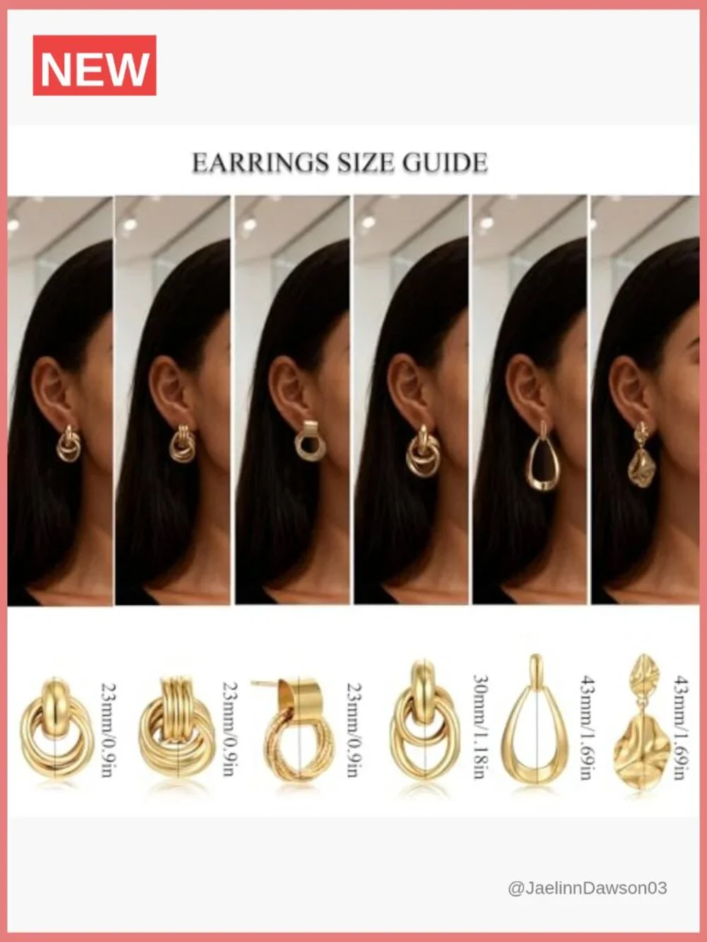 6 Pairs Chunky Gold Knot Earrings Set Trendy Drop Dangle Lightweight